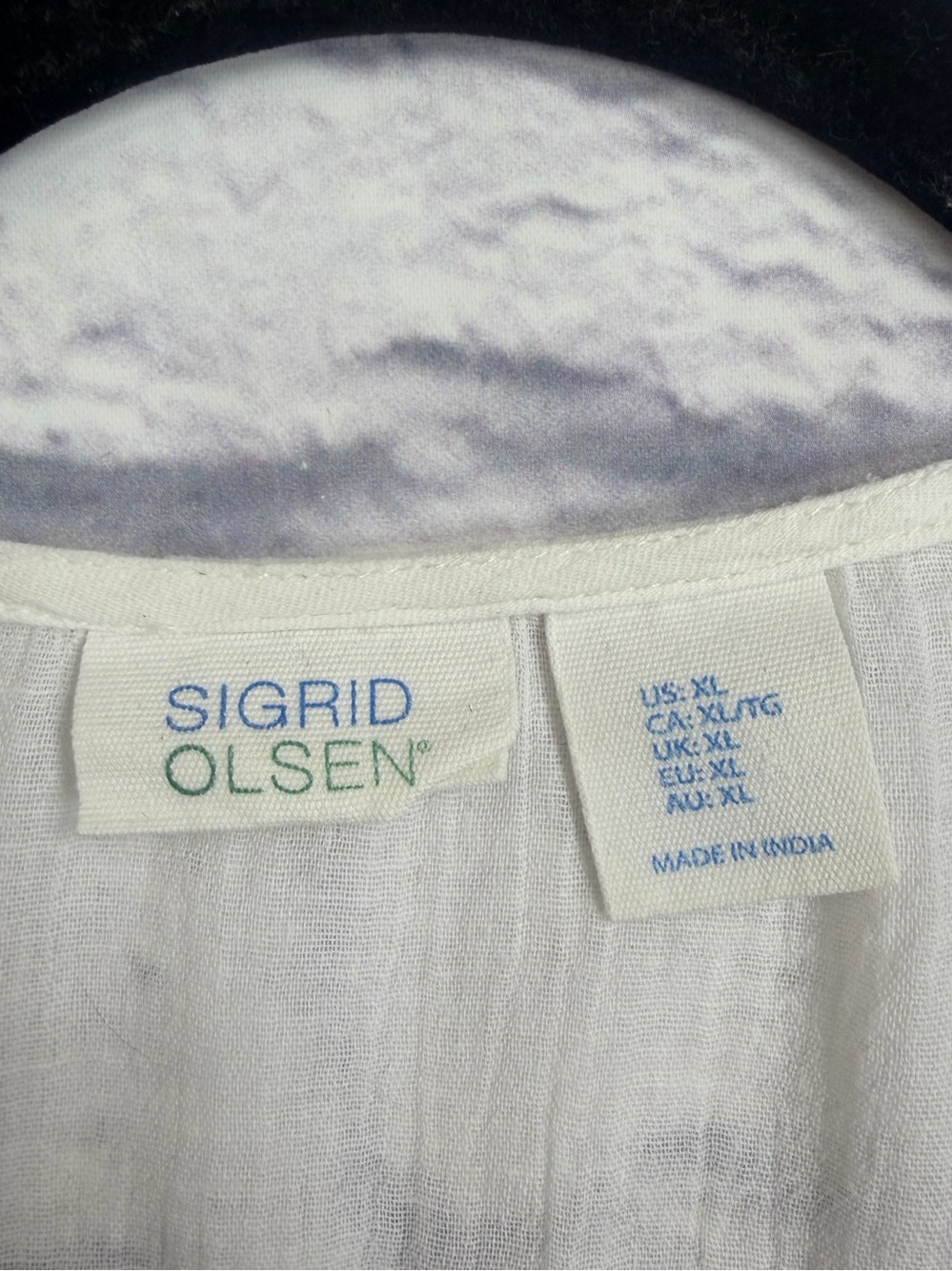 Sigrid Olsen White Sheer Women's Swim Coverup with Subtle Trim. Size XL. - Picture 2 of 10